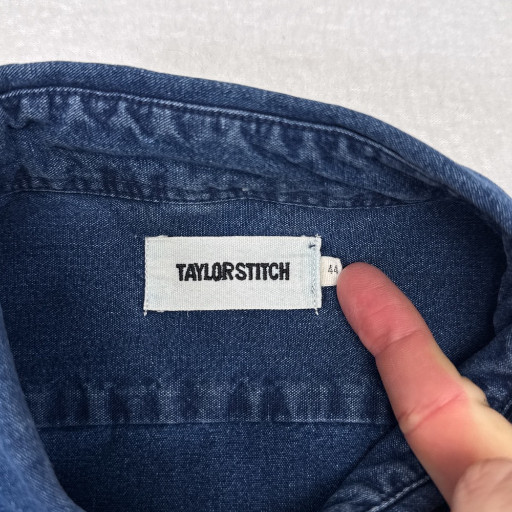 Taylor Stitch Denim Button Down Shirt Mens Size 44 / XL Indigo Blue Casual - Picture 6 of 10